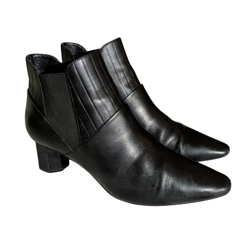 Donald J Pliner Ankle Boots Womens Size 9M Black Pointed Toe Geometric Heel
